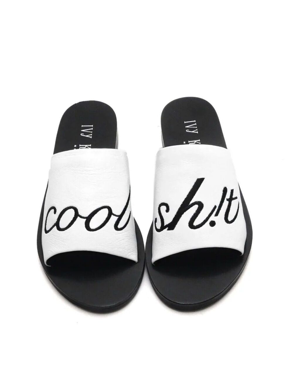 Ivy Kirzhner New York Women Leather Slides  White-Black 6 ($175)